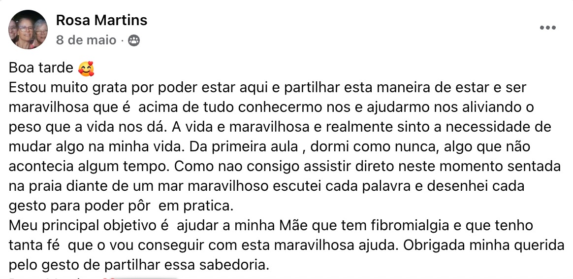 Depoimento de Rosa Martins sobre a imersão de Shiatsu Medicina